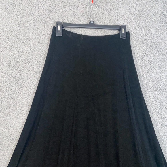 Chico's Skirt Womens 1 Black Casual Pleated Pull On Elastic Waist Solid Maxi - Picture 3 of 15